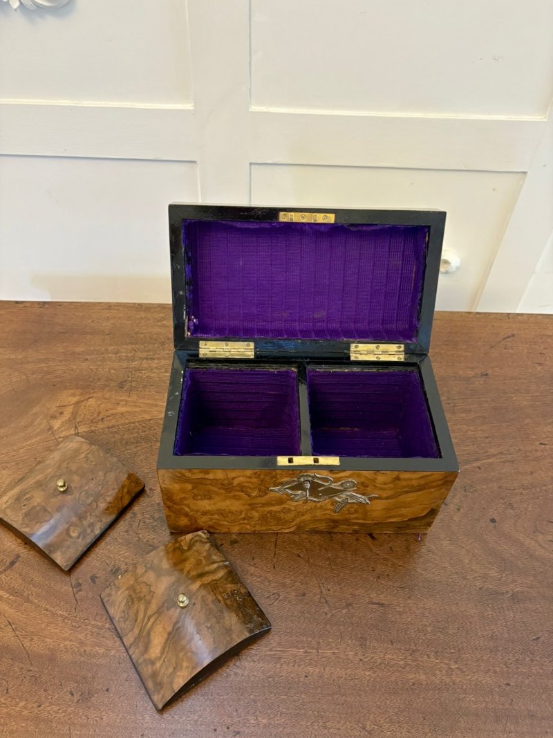 Outstanding Quality Antique Victorian Burr Walnut Tea Caddy - Image 11